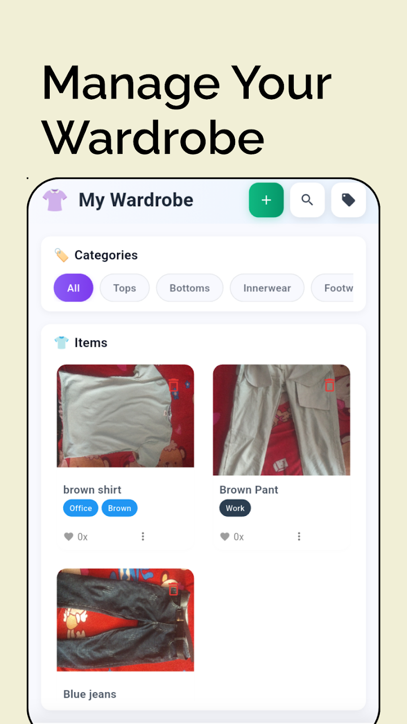 Wardrobe App Screenshot - Manage Your Closet